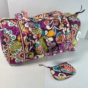 Vera Bradley Small Duffel Plum Crazy with ID Coin Purse